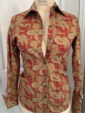 Red Paisley Button-Up Shirt